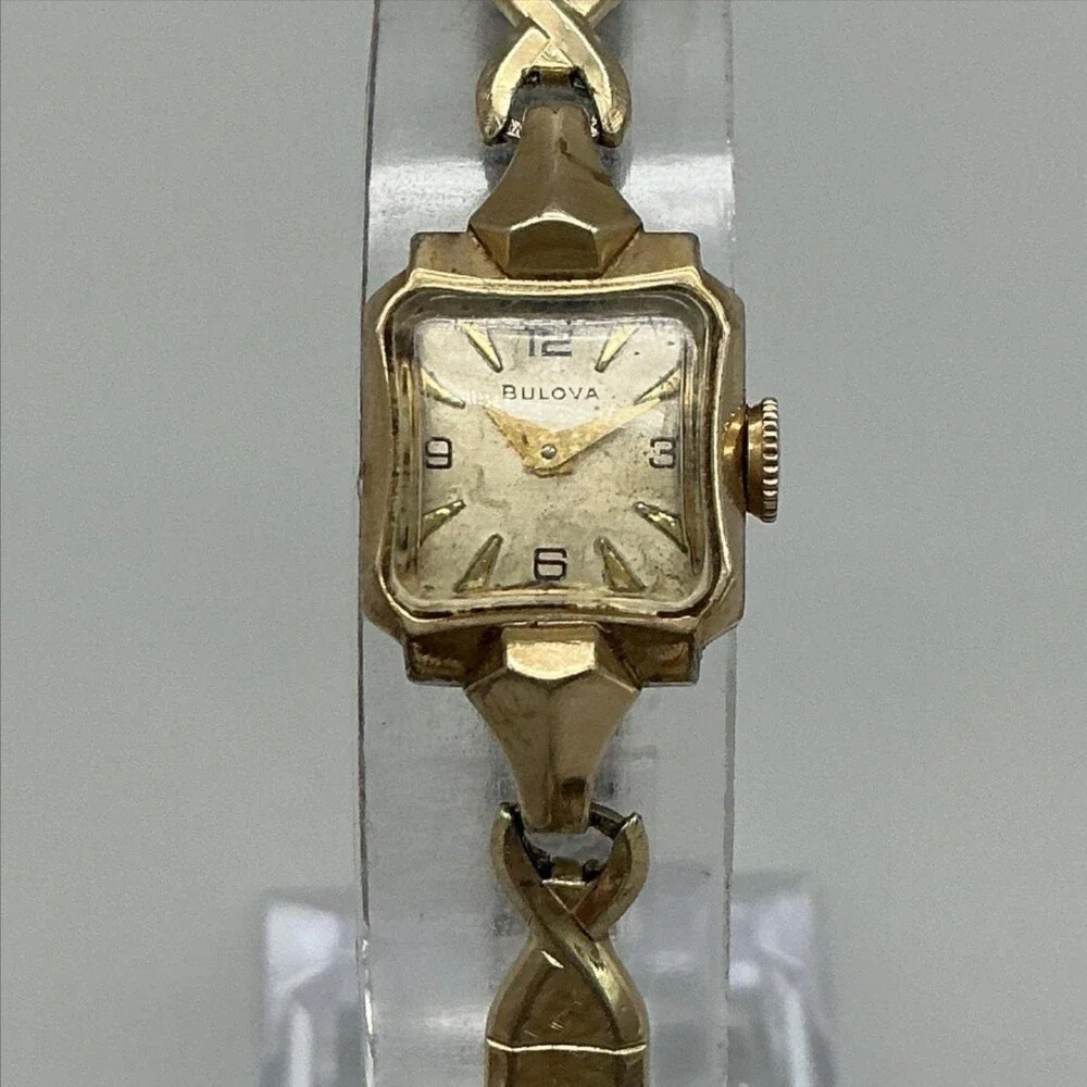 Vintage Bulova Womens Watch 14mm Champagne Dial 10K RGP Stretch Manual Wind